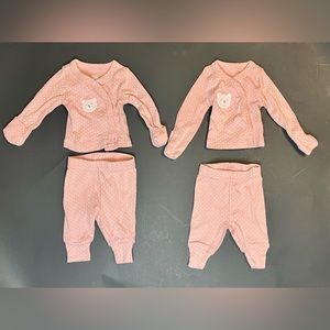 Just one you made by Carter pink long sleeve twin girl set - size preemie